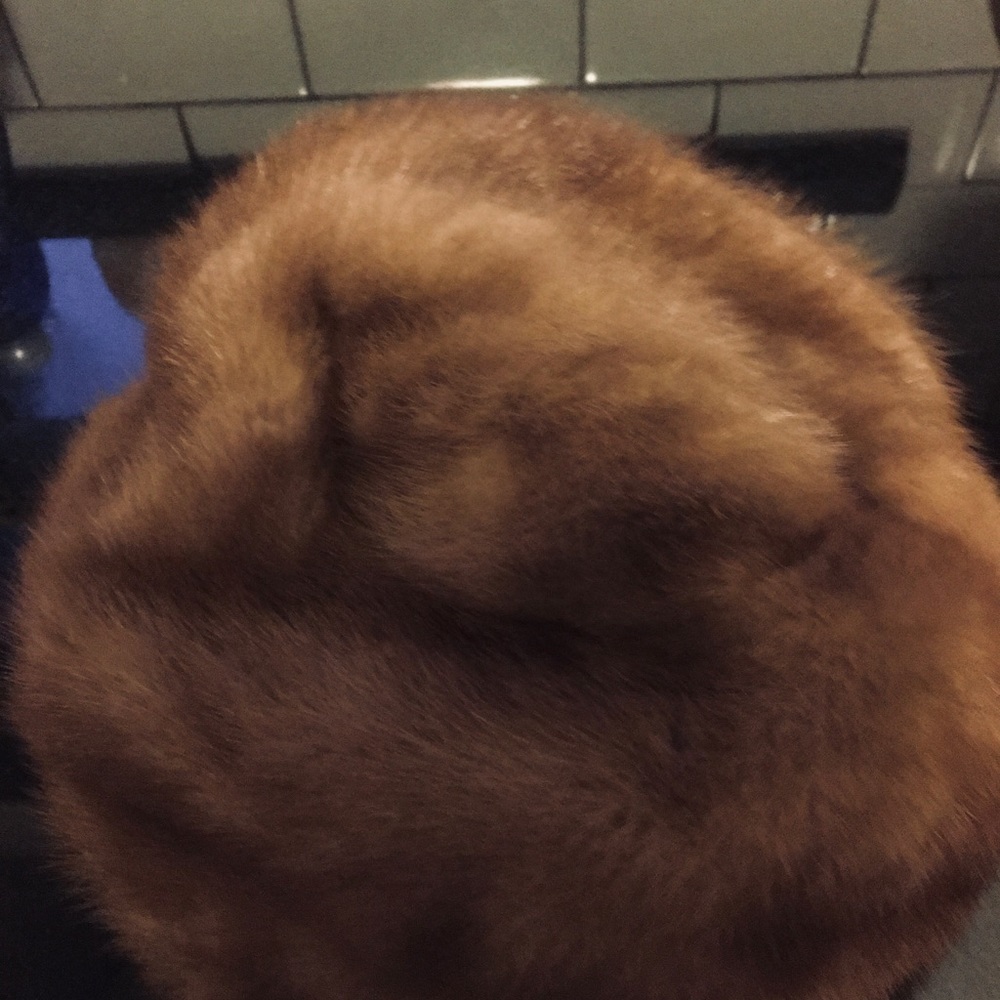 Vintage Winkelmanns Mink Fur Cap Hat Brown